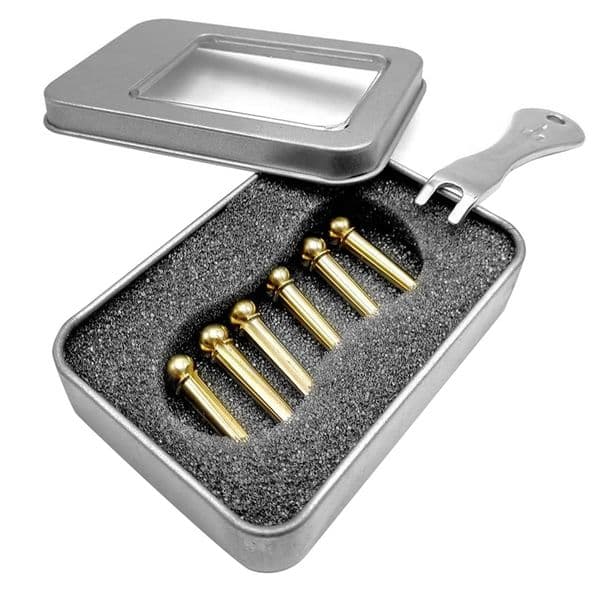 Guitar Bridge Pins 6Pcs Brass Endpin For Acoustic Guitar With Guitar Bridge Pin Puller