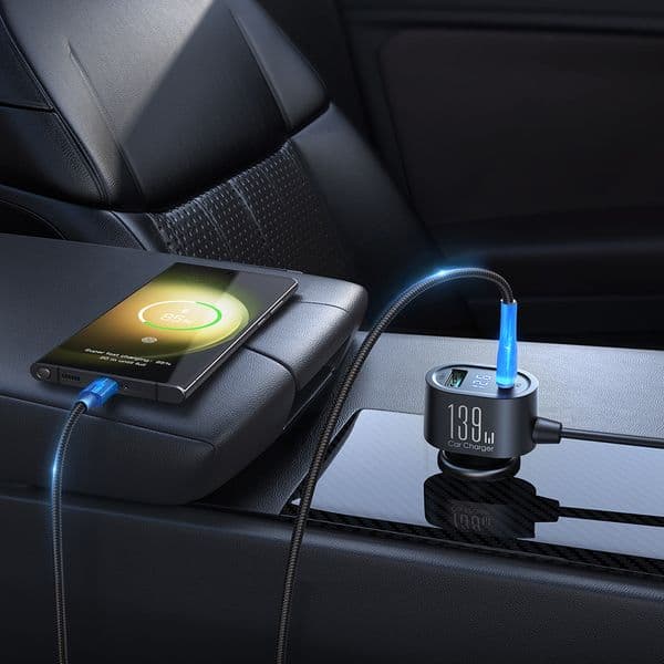 139W 7 in 1 Charge Independent Switches 3 Socket Car Charger Adapter Fast PD QC3.0 Cigarette Lighter Adapter Multiple USB PD 30W