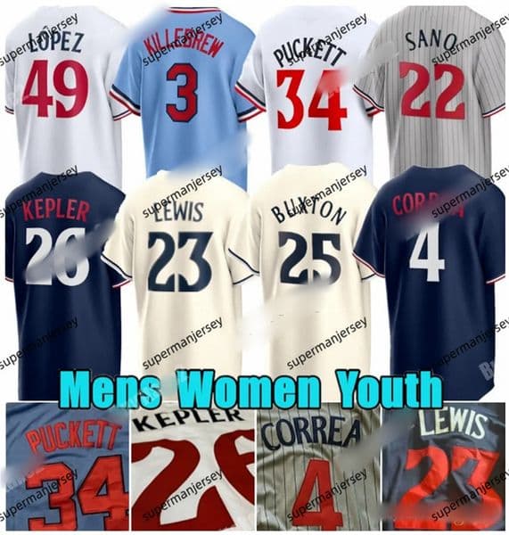 Custom Twins 29 Rod Carew Baseball Jerseys Byron Buxton Max Kepler Miguel Sano Carlos Correa Pablo Lopez Bailey Ober Jorge Alcala Kody Funderburk Jay Jackson Jax