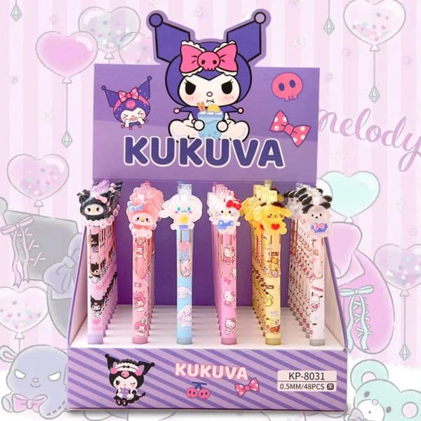 wholesale 48pcs/lot Cartoon Resin Press Good-looking Kuromi Kids Gift 0.5mm Gel Pens School Supplies Kawaii Stationery Pen Writing Student