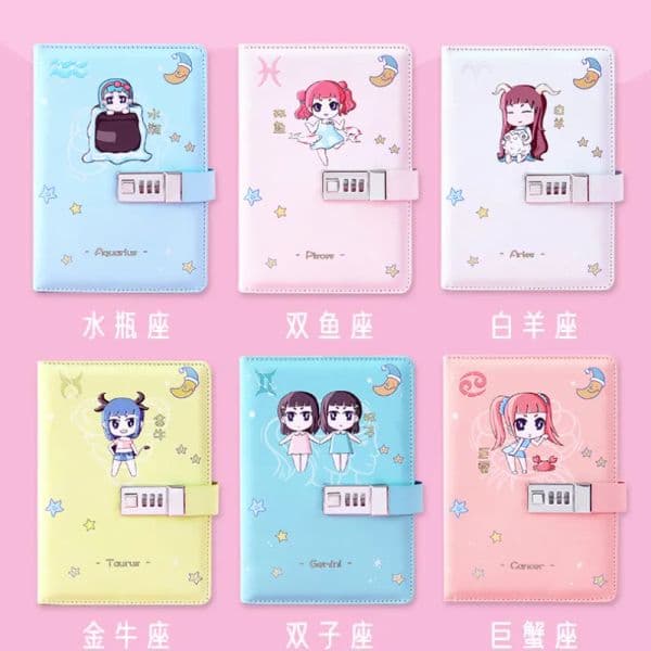 Zodiac Code Manual Ledger Set Notebook Cute Book Student Diary Notepad Stationery School Office Supplies Cute Notebook Diary