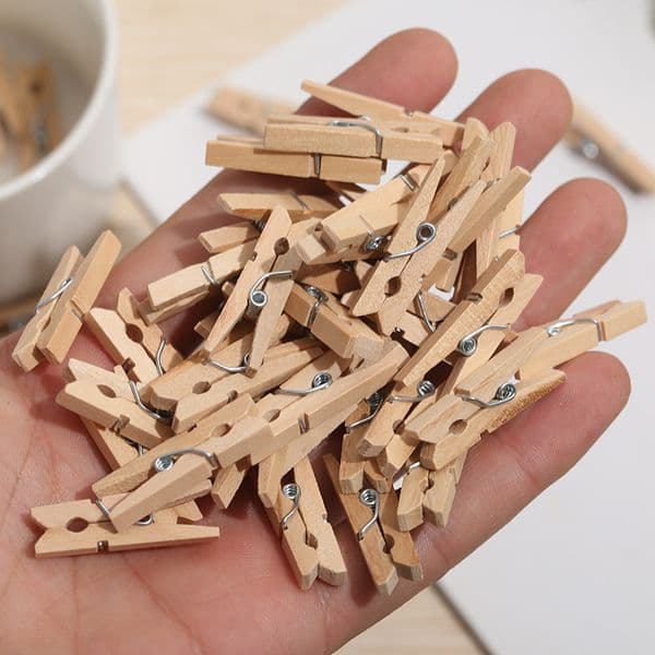 100/10PCS Mini new 25mm Natural Wooden Clips Photo 2025 Clips Clothespin DIY Wedding Party Wooden Clip Clips Pegs Dropshipping