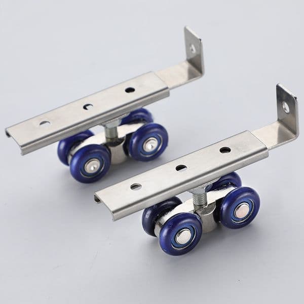 2pcs/set Sliding Door Roller Hardware Slide Doors Pulley 4 Wheels Home Room Wood Door Hanging Wheels Rail Track Pulley