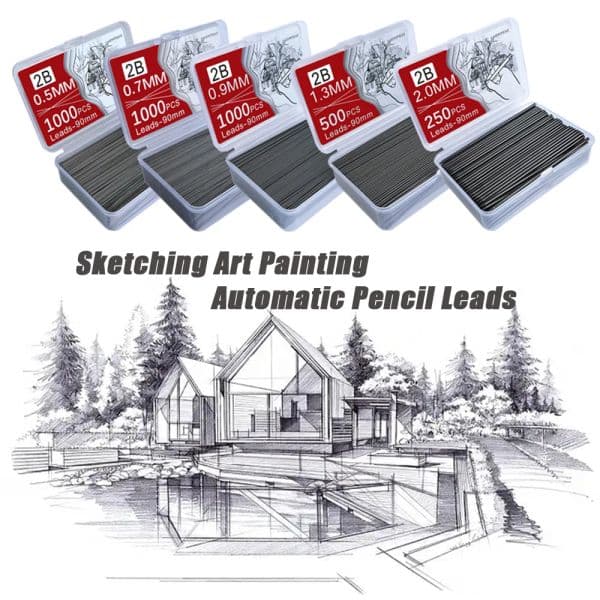 0.5 0.7 0.9 1.3 2.0mm Mechanical Pencil Lead Core 250/500/1000Pcs Large Capacity Replaceable Pencil Refills Students Writing