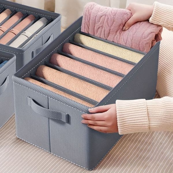 1pc Foldable Pants Storage Box Dormitory Sweater Jeans Organizer Box Wardrobe Layered Clothes Storage Organizer