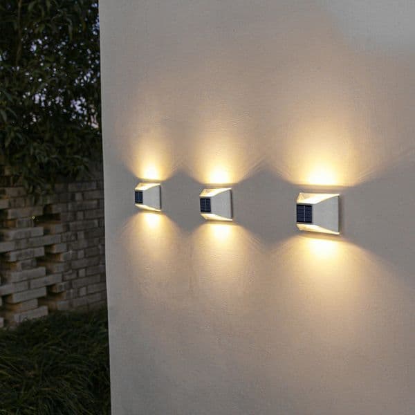 8LED Warm White Solar Lights Outdoor for Garden Up and Down Waterproof Fence Wall Lamps for Home Decoration