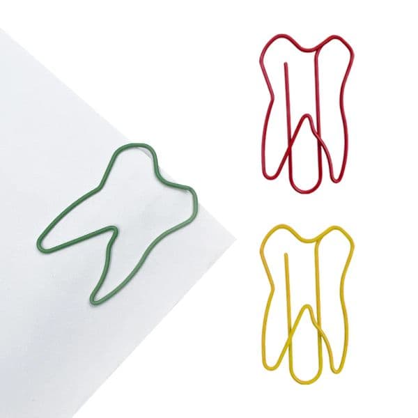 50pcs Cute Teeth Shaped Paper Clip Creative for Children Kids Binder Bookmark Dentist Supplies Office Clinic Gift Tooth Clips