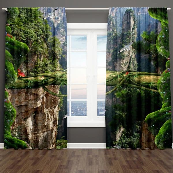 3D Print Modern Natural Scenery 2025 Sea Landscape Forest Sunset 2 Pieces Thin new Shading Curtain Living Room Bedroom Home Decor Hook
