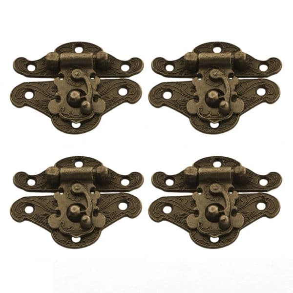 4Pcs Antique Bronze Jewelry Wooden Box Hasps Drawer Latches Decorative Suitcases Hasp Latch Buckle Clasp Hardware Accessories