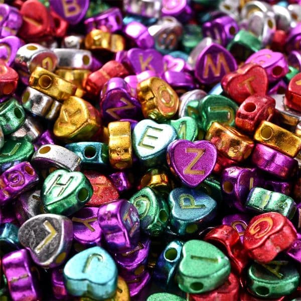 iYOE 100pcs 4x7mm Heart Letter Beads A-Z Mix Alphabet Jewelry Beads For Making Bracelet Necklace Earring Handmade Craft Key Ring