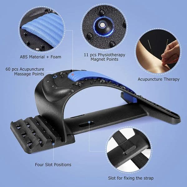 4 Level Back Massager Magnetic Therapy Back Stretcher Neck Stretch Massage Tools Lumbar Support Pain Relief Back Stretcher