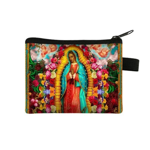 Our 2025 Lady Of Guadalupe new Virgin Mary Print Coin Purse Women Catholic Mexico Wallets ID Credit Card Earphones Holder Money Coin Bag