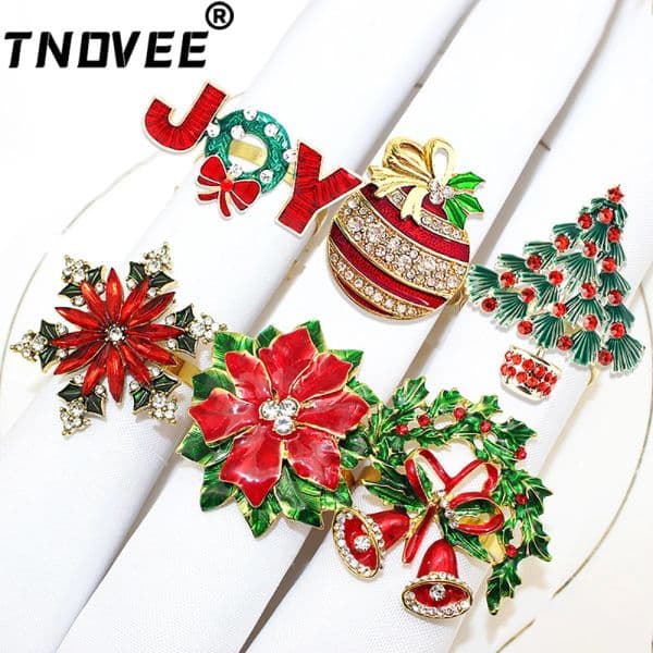6PCS Christmas Napkin Rings Deer Serviette Holders Table Decorations for Wedding Christmas Thanksgiving Birthday Party Decor