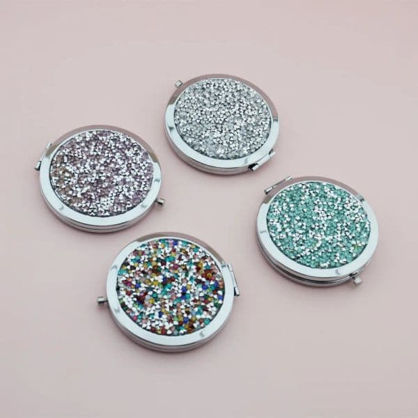2025 Crystal Rhinestone Round Double Sided Makeup Mirror Portable Mini Pocket Make Mirror 70 new Snaps Gold Rose Gold Sier Small Mirror