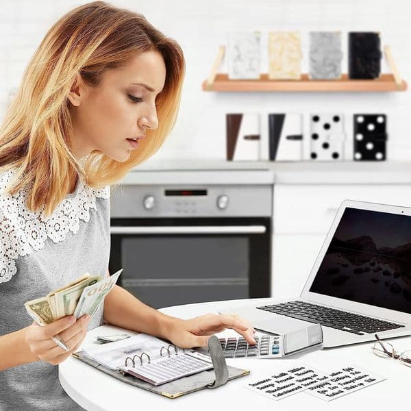 Budget Binder, Cash Envelopes for Budgeting, Money Organizer for Cash, with Cash Envelopes, Marble 6-Ring Money Saving Binder