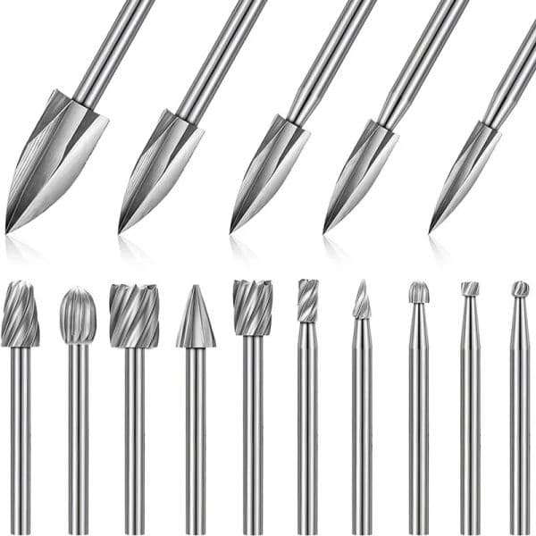 15 Pieces 2025 Wood Carving and Engraving Drill Bit Set Engraving Drill Accessories Bit and HSS Carbide Wood Milling Burrs new for DIY