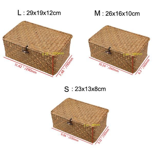 Rectangular Desktop Storage Box new Hand Woven 2025 Storage Basket Rattan Wicker Basket for Sundries Clothes Container Desktop Organizer