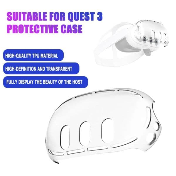 Clear TPU Protective Case For Meta Quest 3 VR Helmet Transparent Full Protector Cover For Oculus Meta quest3 Accessories A6E2