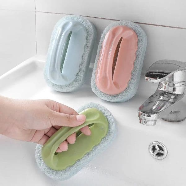 Multifunctional Handle Cleaning Brush Sponge Brush Kitchen Bathroom Cleaning Sponge Brush Sponge Bath Bottom Cleaning Tools