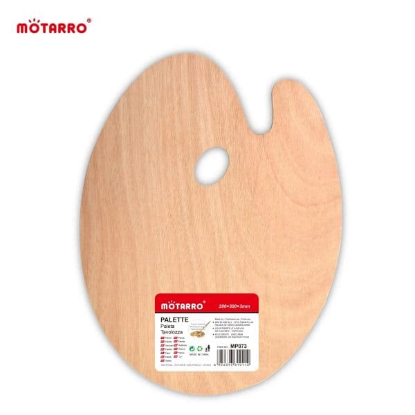 MOTARRO Wooden Small Oval Paint Palette with Thumb Hole Wood Oil Paint Palette Artist Pallet for Art Supply 20*30CM