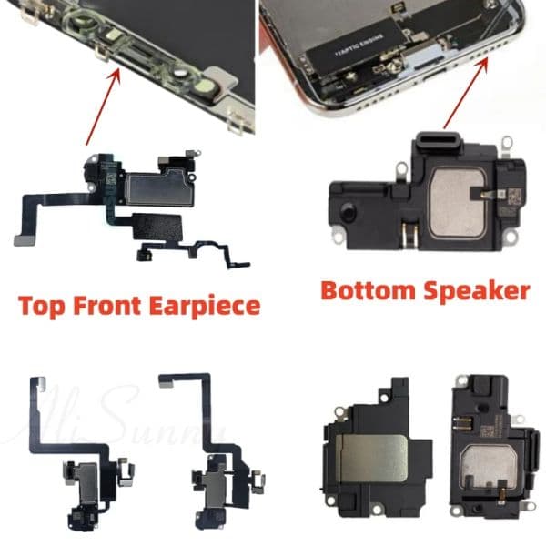 1pcs Top Front Earpiece Flex Cable Proximity Sensor for iPhone 11 12 Pro Max Sound Speaker Bottom LoudSpeaker Ringer Buzzer