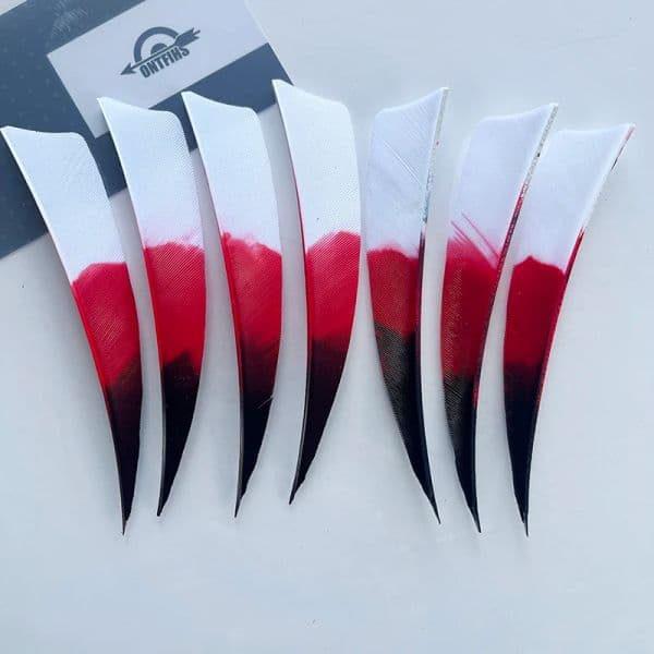 36Pcs 4Inch Shield Cut Arrows Fletches Three Colors Gradient Natural Turkey Feather Archery DIY Accessories
