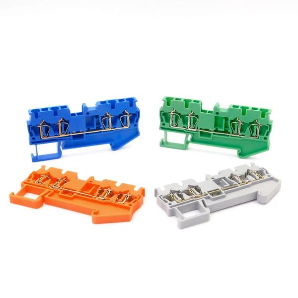 10Pcs Din Rail Terminal Block ST-2.5-QUATTRO Wire Connectors Return Pull Type 4 Conductors Spring Wiring Terminal Blocks