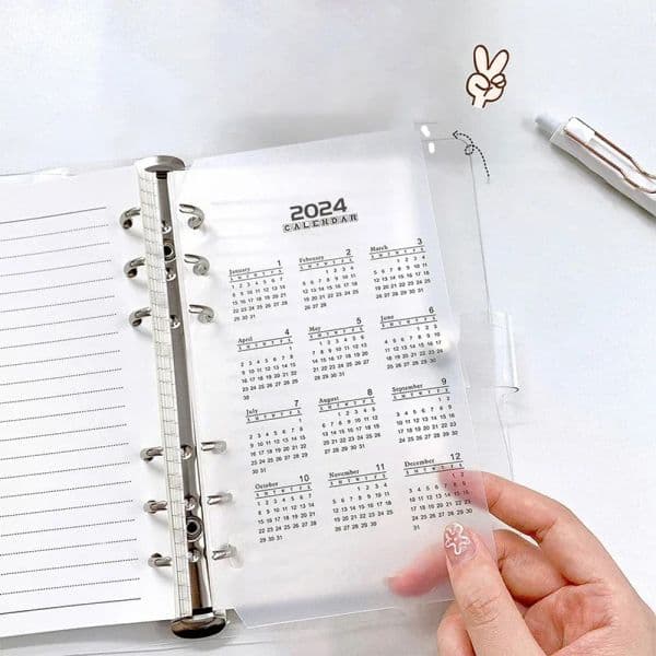 Transparent A5 A6 Binder Dividers 2024 Calendar Notebook Index Dividers Loose Leaf Notepad Agenda Planner Diary Bookmarks Office