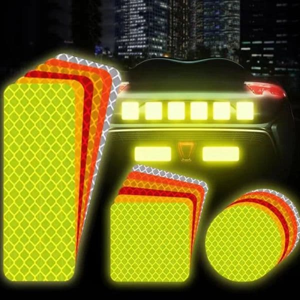 Car Door Stickers Bumper Reflective Stickers Reflective Warning Reflector Stickers Auto Exterior Motorcycle Bike Helmet Sticker