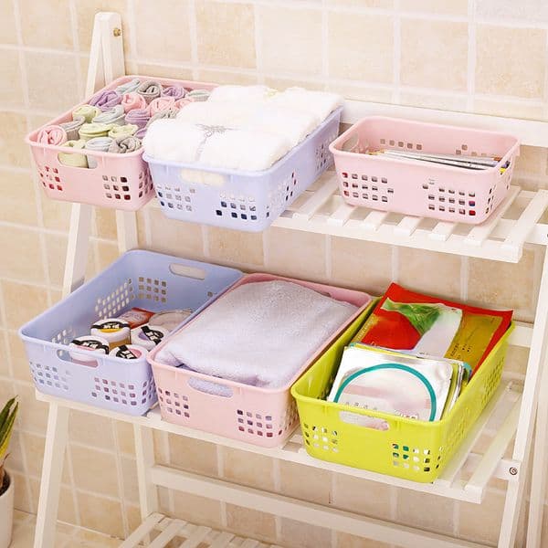 Desktop Storage Box Basket Small Storage Basket Plastic Kindergarten Toy Basket Large Grocery Fruit Box Kitchen Vegetable Basket