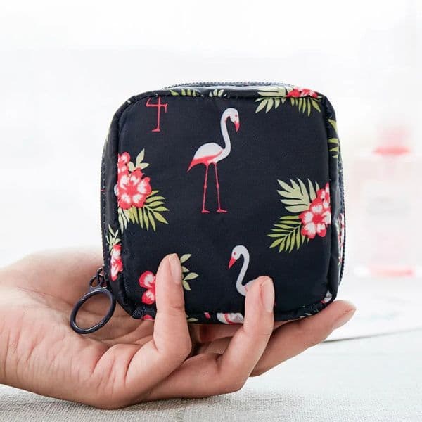 Veet Embroidery Cosmetic Bag Sanitary Pad Pouches Portable Durable Makeup Lipstick Data Cables Organizer Toiletry Beauty Case 5