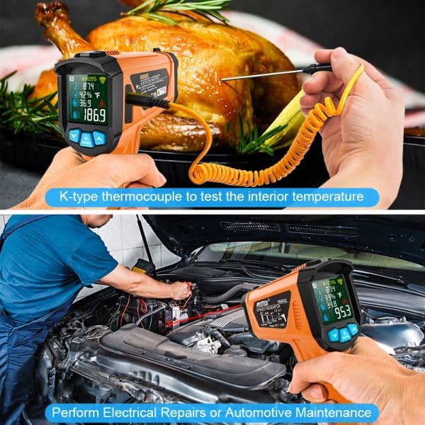 Mestek IR02C ~50-800C Digital Infrared Thermometer Color Screen High Temperature Meter Non-contact Pyrometer Outdoor Thermometer
