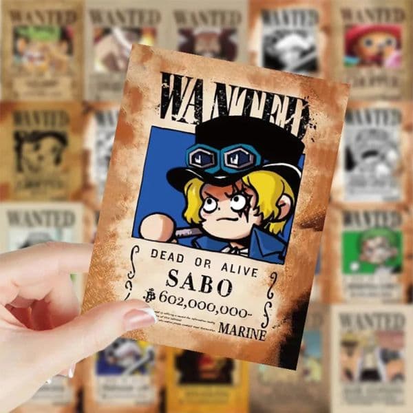 10/30/60pcs ONE PIECE Wanted Posters Anime Stickers Decals Toys DIY Phone Skateboard Laptop Waterproof Cool Kids Sticker Toys