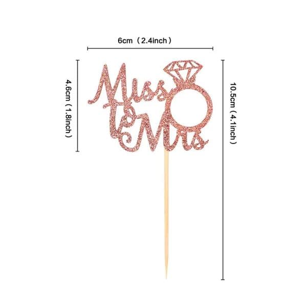 12/24pcs Miss to Mrs Cupcake Toppers Diamond Ring Cakes Topper for Wedding Bridal Shower Bachelorette Hen Party Cake Decorations