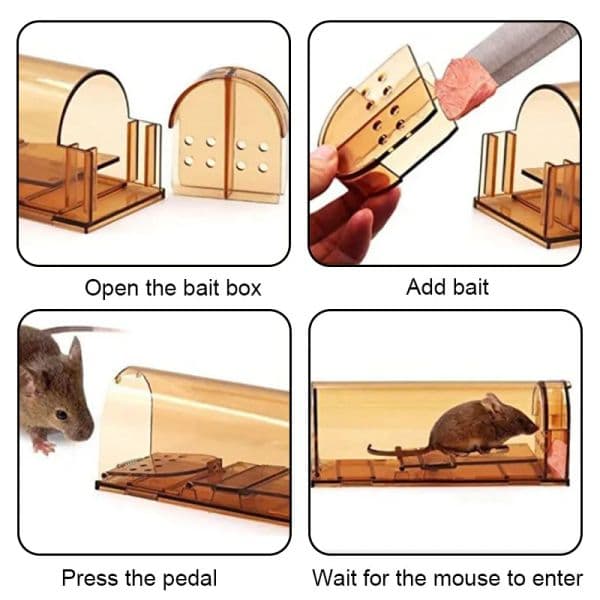2025 new Smart Self-locking Mousetrap Safe Firm Transparent Household Mouse Catcher Control Cage Reusable Mice Rodent Catcher Rat Traps