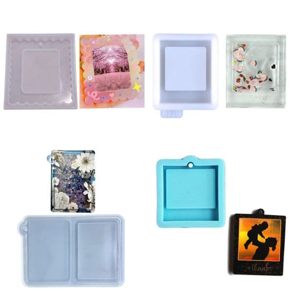 Photo Frame Resin Art Shaker Mold Creative Card Pendant Clear Quicksand Silicone Mold DIY Crafts Casting Epoxy Mold for Keychain