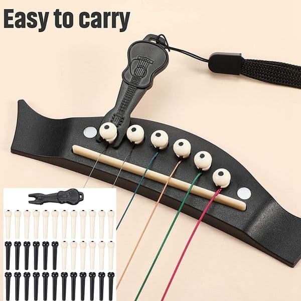 36 Pieces Acoustic Guitar Bridge Pins Pegs in White and Black with 1 Piece Bridge Pin Puller Remover in Guitar