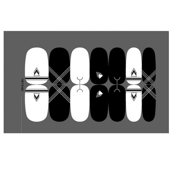 Paper Decorative Long Lasting DIY 3D Nail Sticker White Black Nail Slider Safe for Women