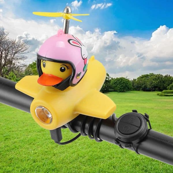Small Yellow Duck Bicycle Bell USB Rechargable Bike Horn Light Cycling Lights Horn 3 Modes Bicycle Accessories