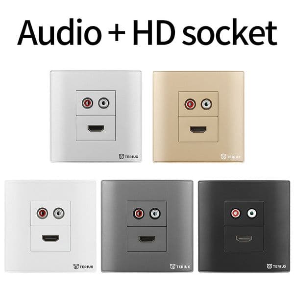 Teriux 86 type audio socket PC Wall socket built-in HD socket universal electrical outlet