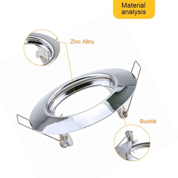2pcs/lot Round LED Recessed Ceiling Downlight Chrome Mounted Frame Bracket MR16 GU10 Lamp Holder Socket Fitting Spot Lighting