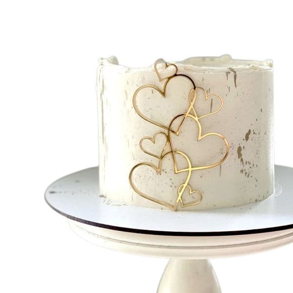 New Gold Acrylic Happy Birthday Cake Topper Heart Flank Wedding Party Cupcake Topper for Valentine's Day Gift Dessert Decoration