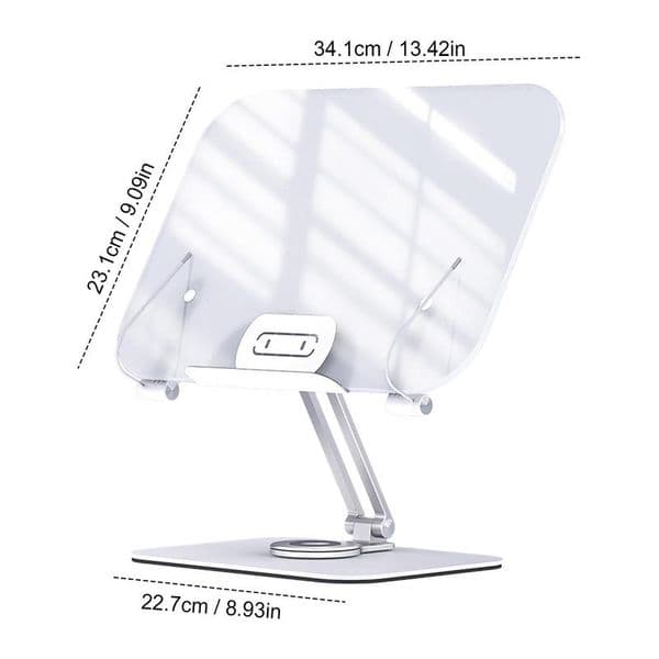 Reading Stand Recipe Book Holder 360 Rotating Base Rotatable Acrylic Book Stand For Hands-free Reading Of Books Recipes