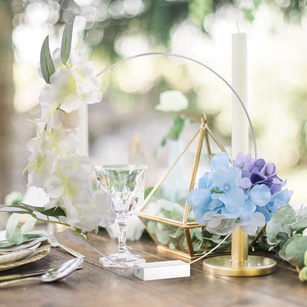 Silvery Metal Floral Hoop Wreath Macrame Craft Hoop Rings Wedding Wreath Table Decor Home Wall Hanging Craft Birthday Favors
