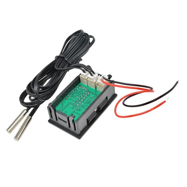 Mini DC4-28V Digital Thermometer With NTC Waterproof Metal Probe Temperature Sensor Tester Car Room Indoor Red+Blue Dual Display