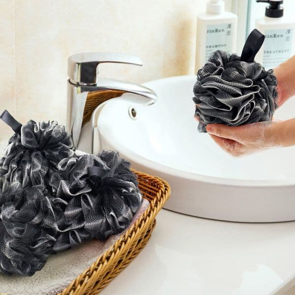Black&White Bath Ball Soft Bamboo Charcoal Fiber Shower Sponge Puff Loofah Home Rich Bubbles Body Wash Scrubber Balls
