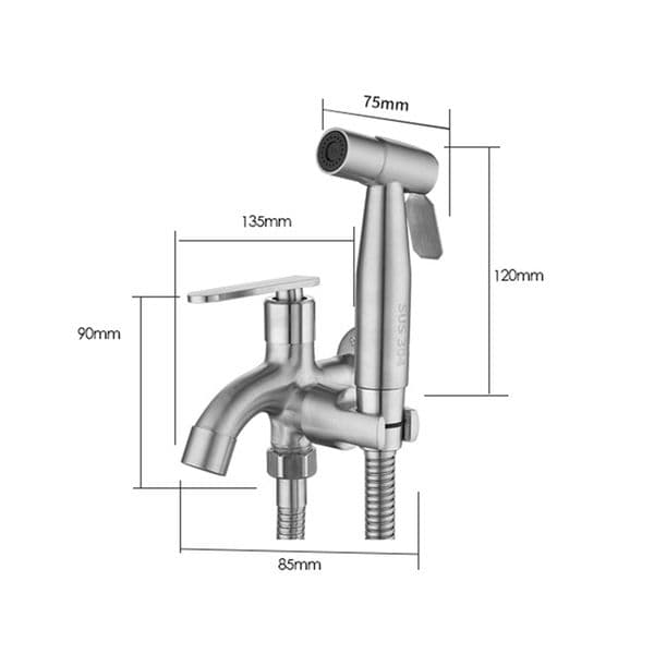 Bidet Spray Set Hand Bidet 2 Way Tap Faucet Bathroom Toilet Hose Toilet Pipe Water Tap Bathroom