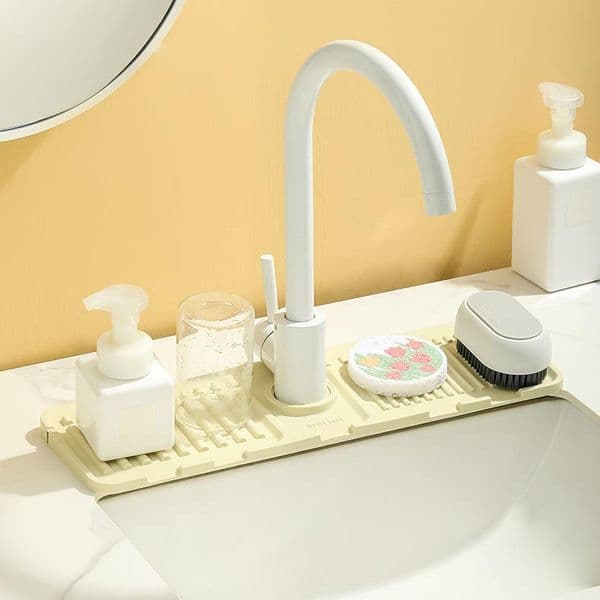 Faucet Splash Guard Draining Tray Mat Multipurpose Toilet Soap Storage Slope Design for Rapid Drainage Kitchen Foldable Drainage