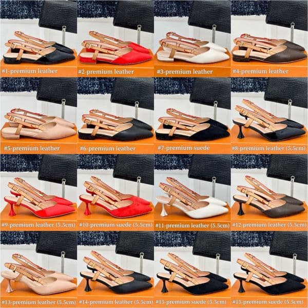 10A Premium Designer Sandals with Flat Bottom High Heel Women's Fashion Pointed Toe Leather Shoes with Plum Blossom Heel 26619 26618 25837