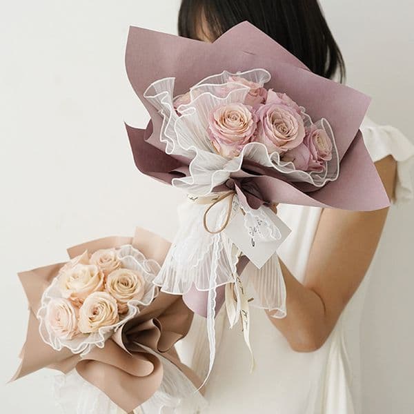 Flower Shop Bouquet Packaging Material Gold Edge Pleated Gauze Flower Bag Flower Paper Art Flower Mesh Spray Yarn